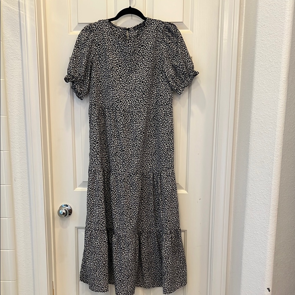 Elegant Black and White Floral Dress